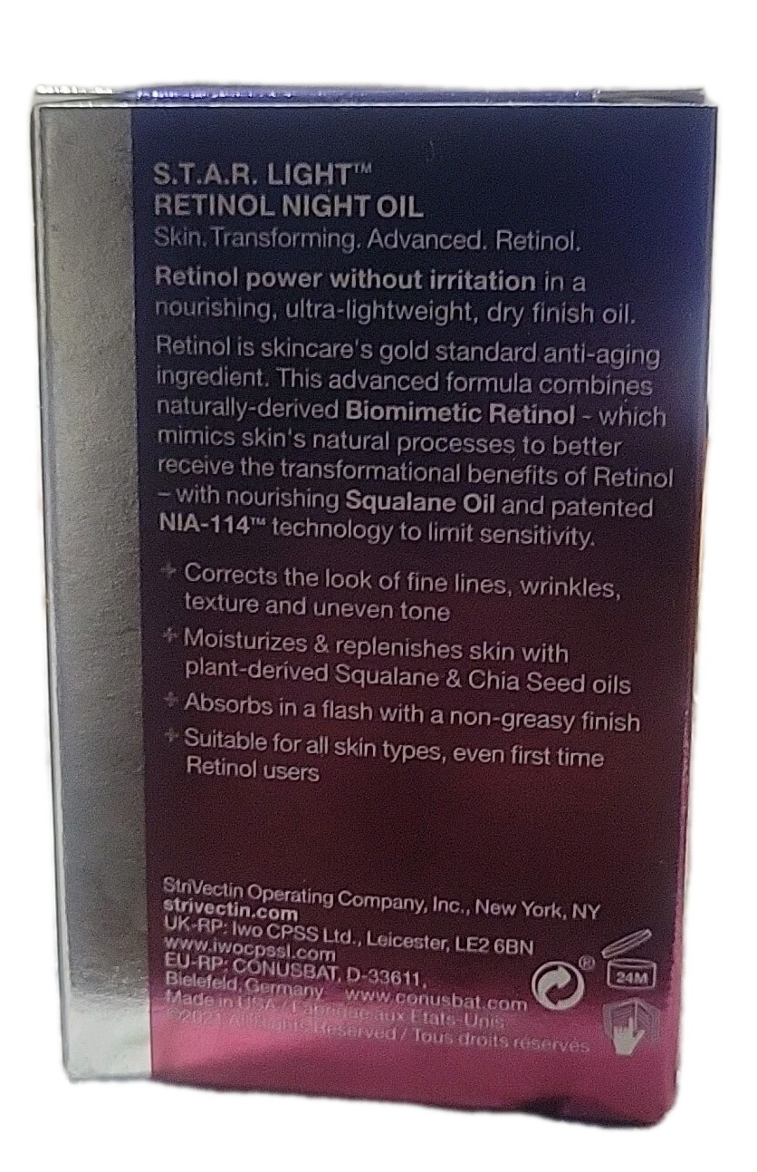 👀》🔥 StriVectin Advanced Retinol Night Oil STAR Light 1 oz NEW in Box