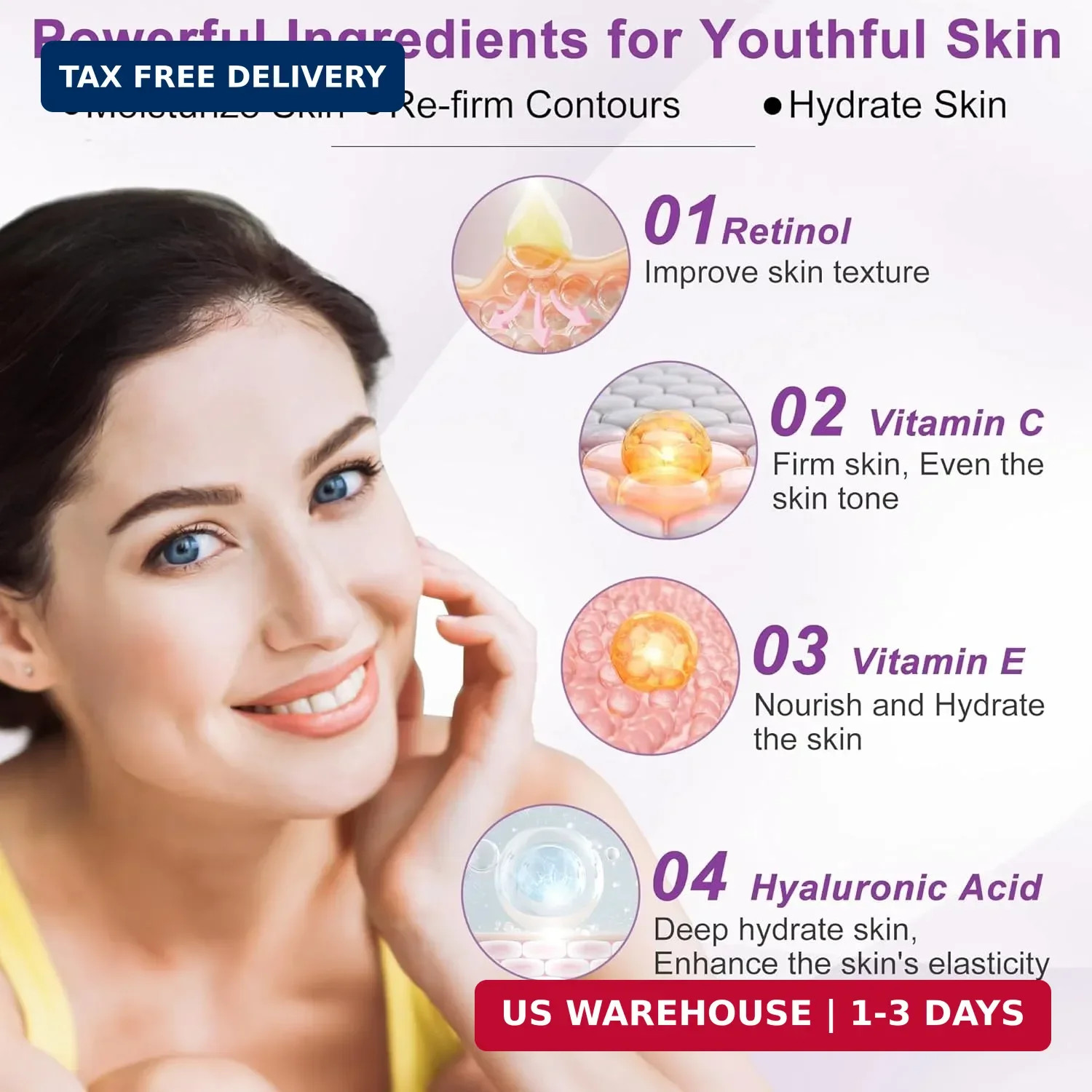 Skin Care Set,6 Pcs Anti-aging Skincare w/Korean Retinol,Hydrate, Moisturize Sel