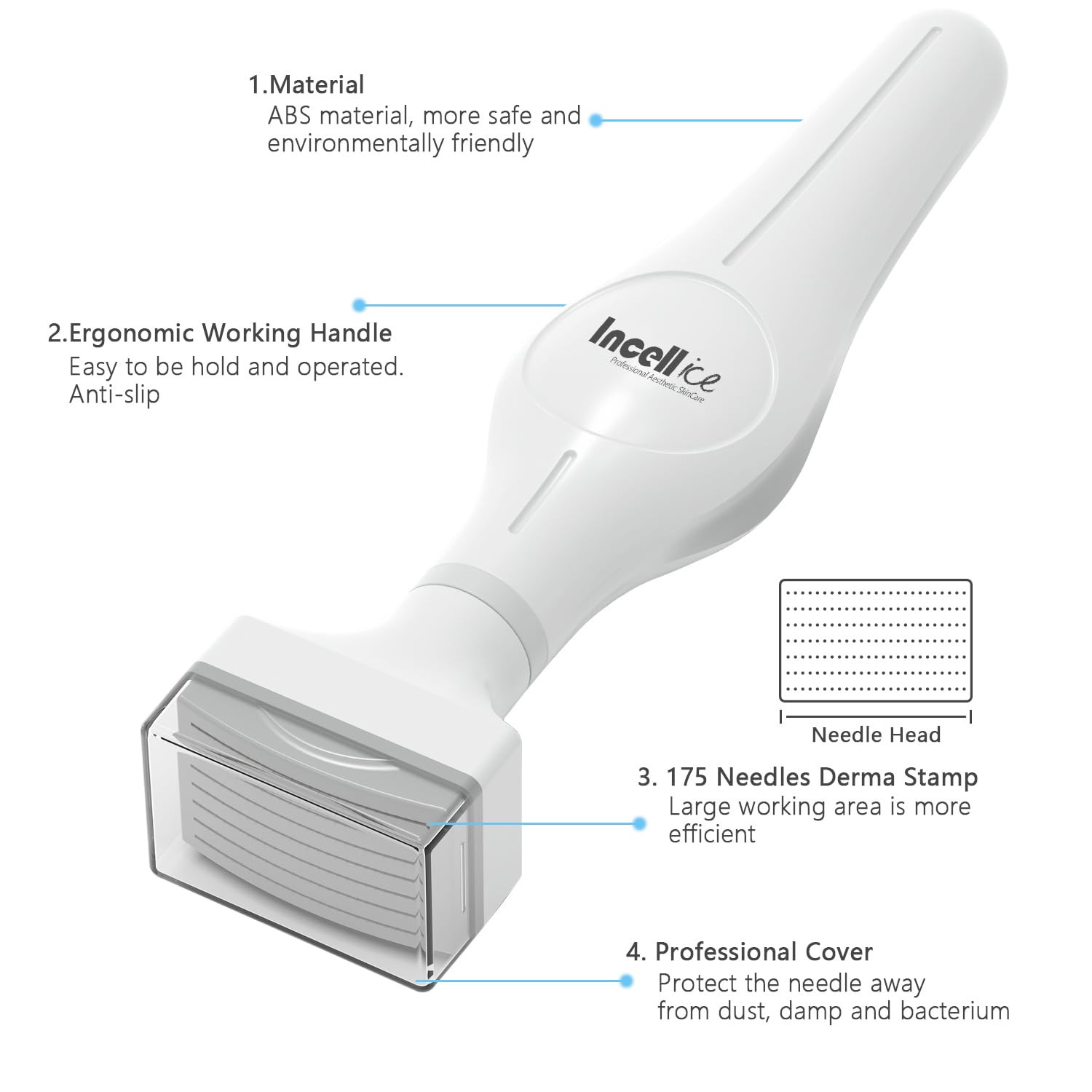 Derma Stamp, INCELLICE 175 Titanium Microneedle Stamp for Face, Derma Roller Sta