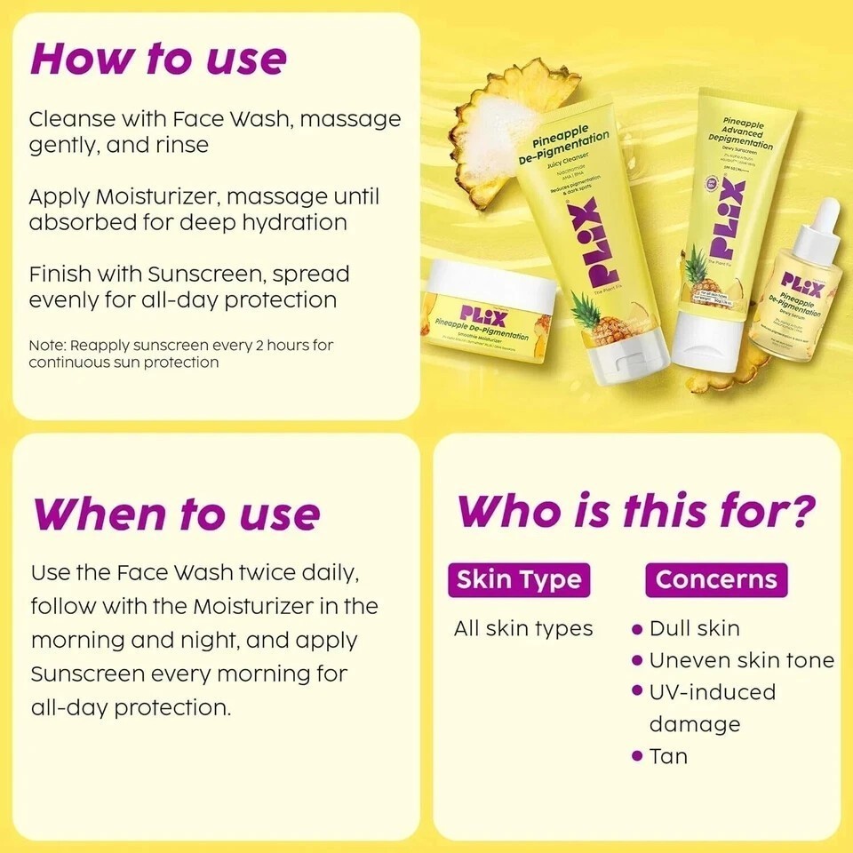 PLIX – THE PLANT FIX Pineapple Depigmentation Regime Kit for Bright & Even Skin