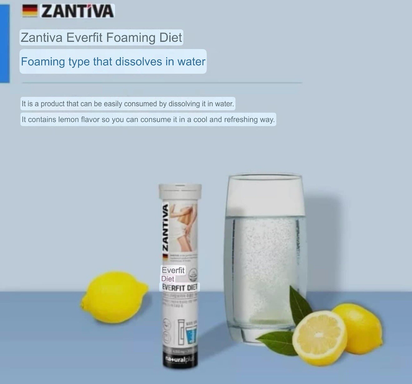 Zantiva weight loss effervescent tablets Made in Germany – 3 Tubes (EXP 7/2026)