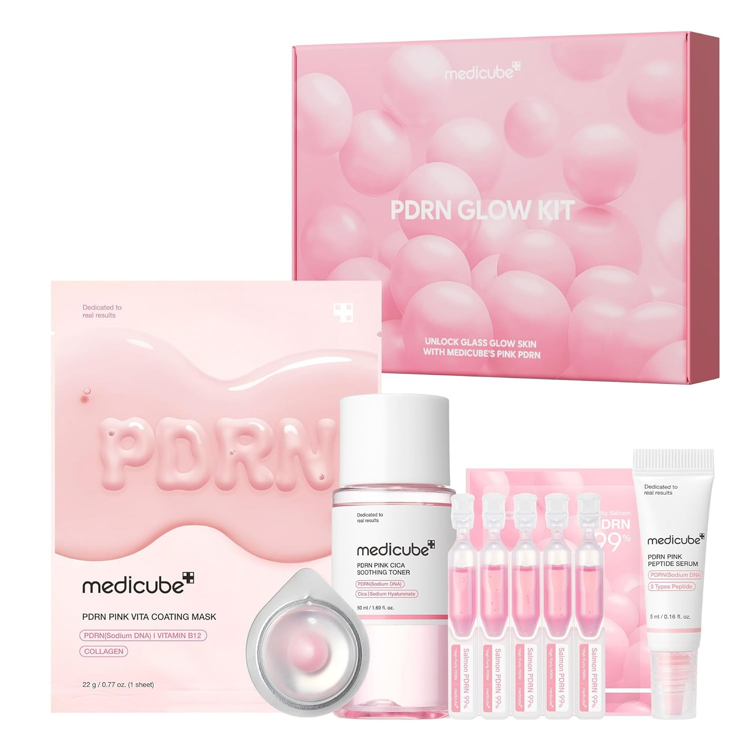 Salmon DNA PDRN Trial Kit | Glass Glow Mini Skincare Set with Toner, Serum & She