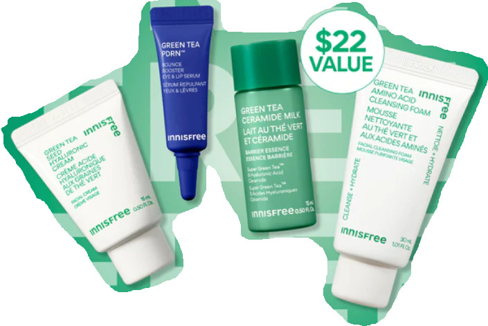 Innisfree Green Tea/PDRN x4 LOT Sample Sizes Exp 2028 NIB/Sealed