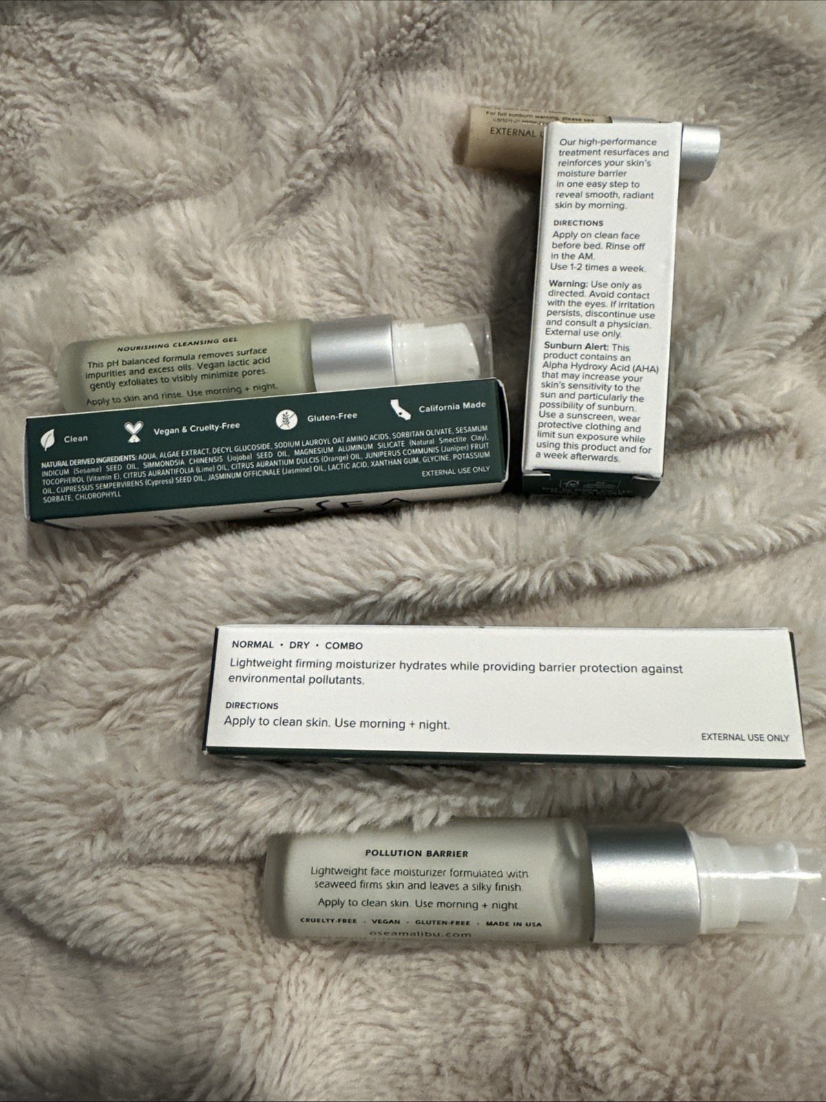 OSEA LOT Of 4 Undaria Algae Body Butter Atmosphere Cream, Cleanser, AHA Serum