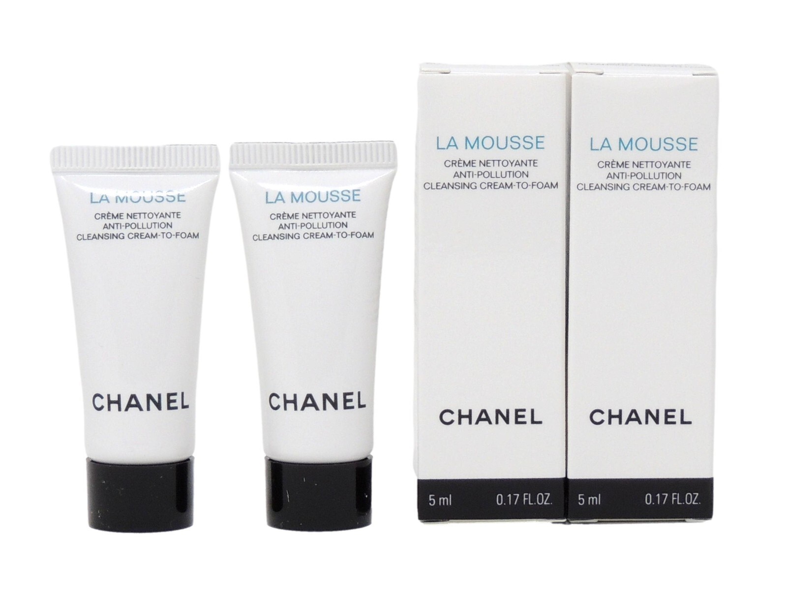 CHANEL LA MOUSSE CLEANSING CREAM TO FOAM 5ml .17fl oz x 2 SAMPLE TUBES