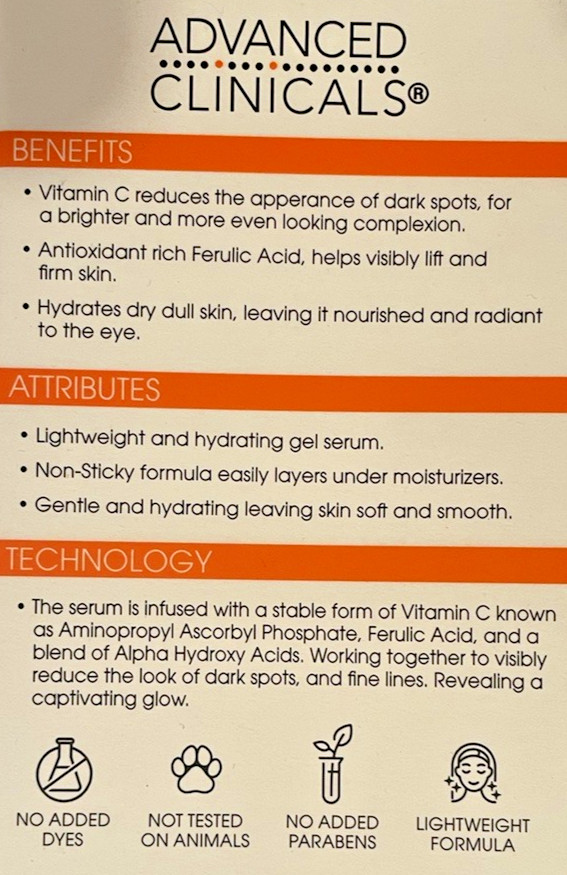 Advanced Clinicals Anti-Aging Vitamin C Serum – 1.75oz Size
