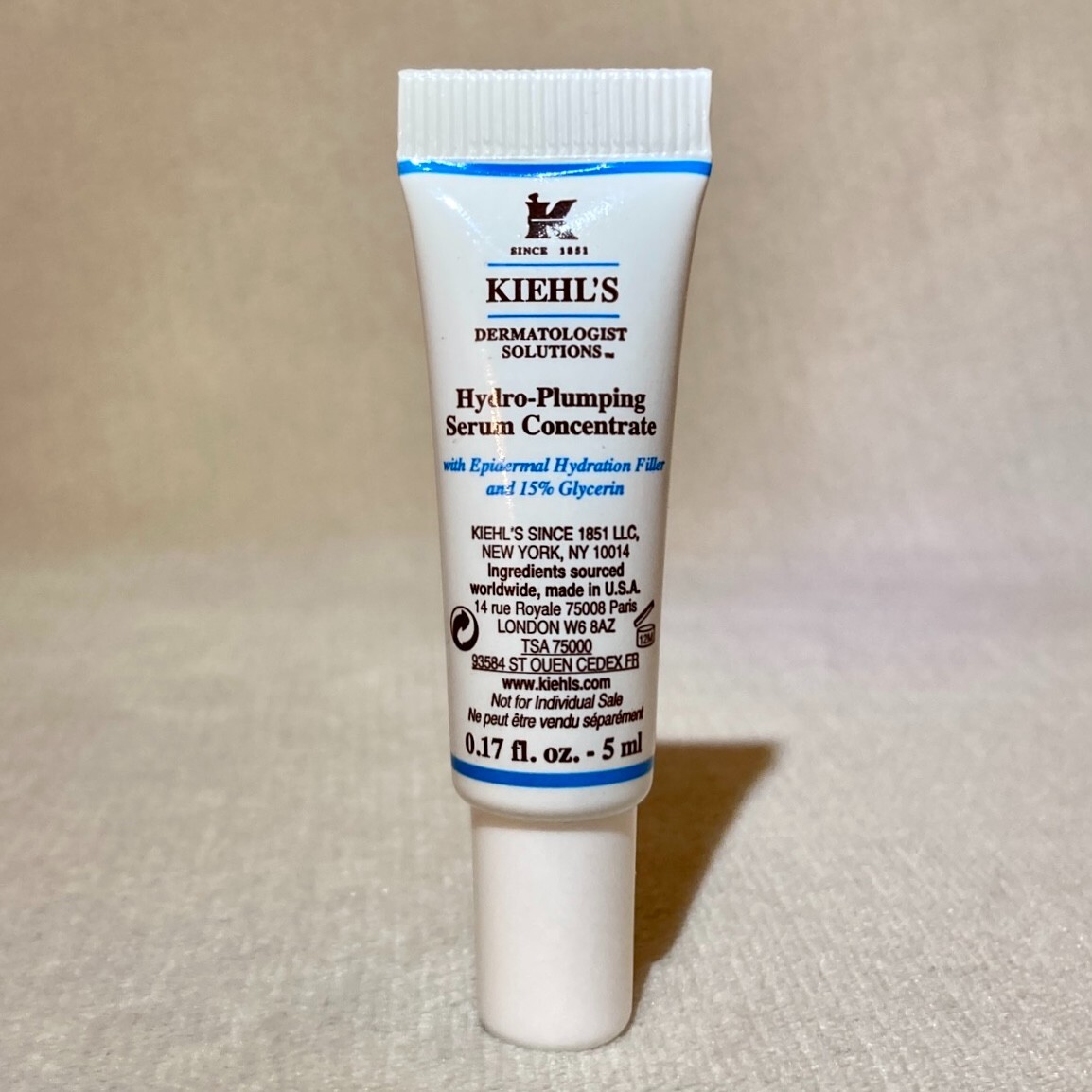 Kiehl’s Hydro Plumping Serum Concentrate Deluxe Sample Sz .17oz, 5ml New w/o Box