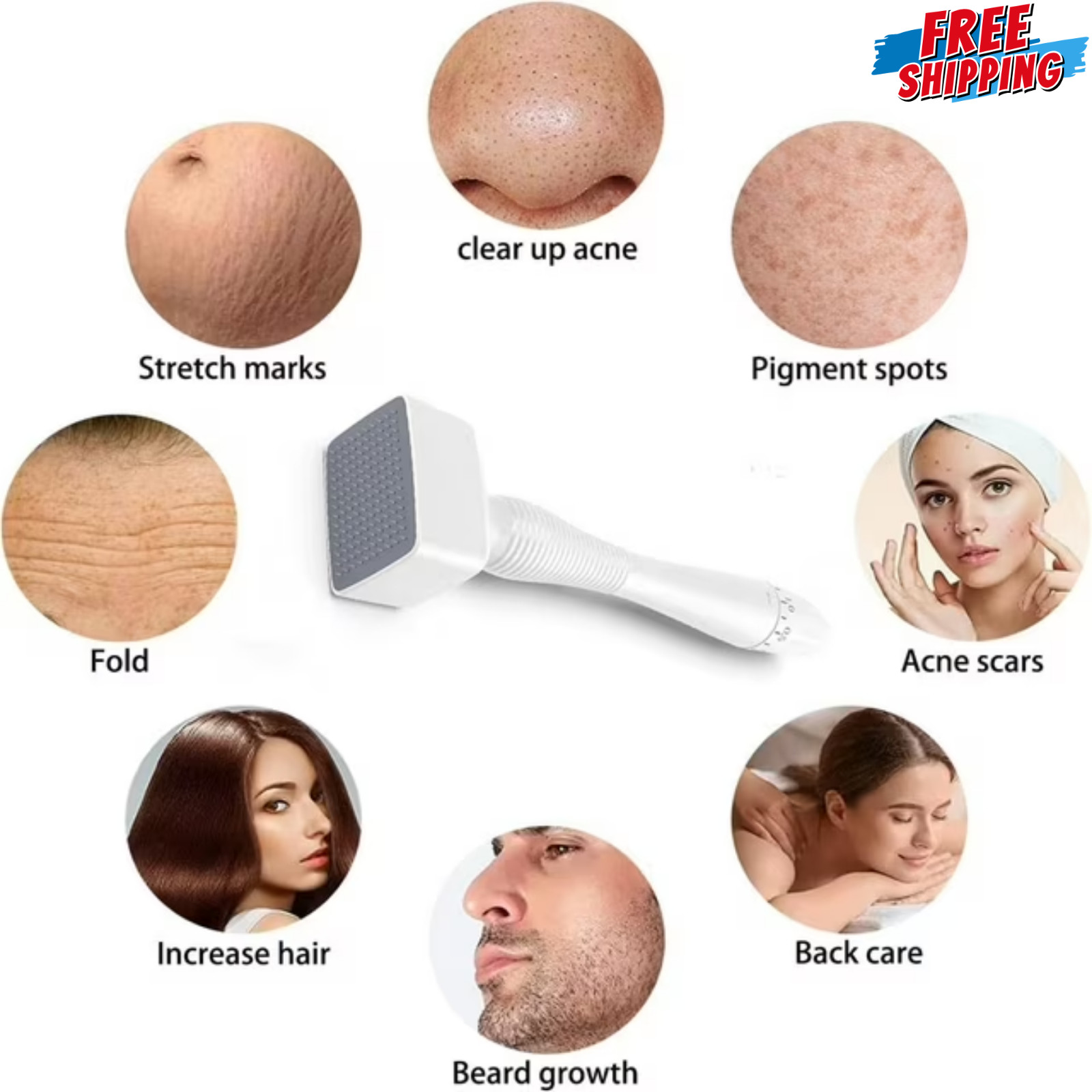 Derma Stamp Adjustable Micro Needle Derma Roller 0.25 mm for Beard Growth Face