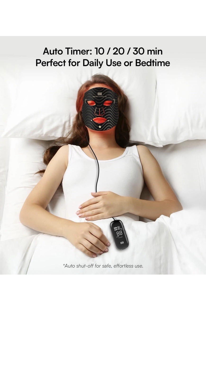 INIA Red Light Therapy Mask for Face – 4 Light Modes with 850nm NIR, Red Blu…