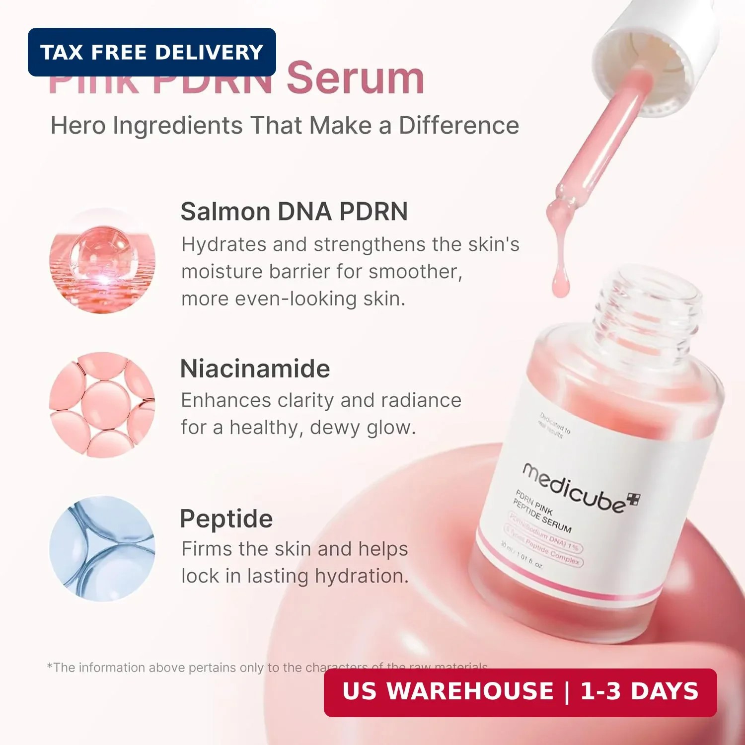 1-2X Medicube PDRN Pink Peptide Serum 1.01 fl oz SALMON DNA For Anti-Aging Care