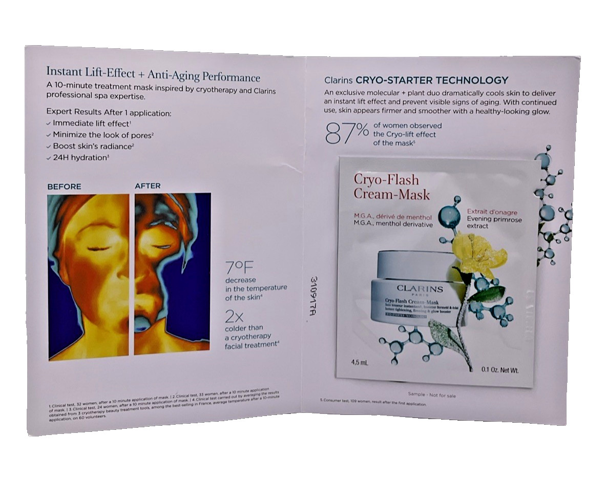 Clarins Bright Plus Advanced Brightening Serum Cryo Flash Cream Mask EXP 2029