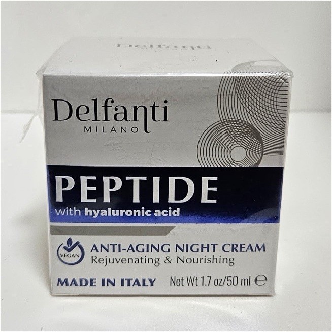 Delfanti Milano Peptide Night Cream Hyaluronic Acid Anti-Aging 1.7 oz/50 ml