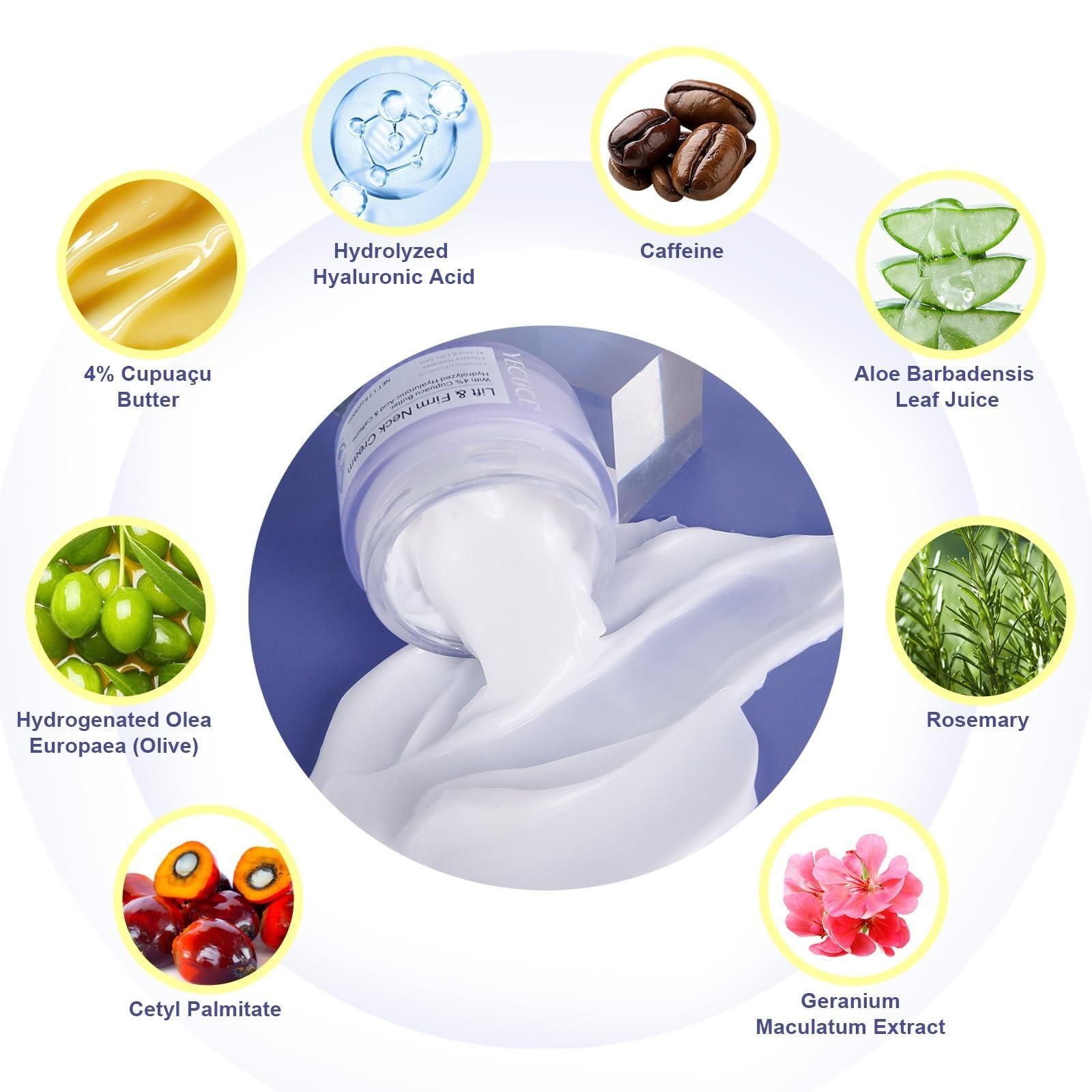 Neck Firming Cream 1.7 oz – Hyaluronic Acid, Vitamin E, Wrinkle Moisturizer Lift