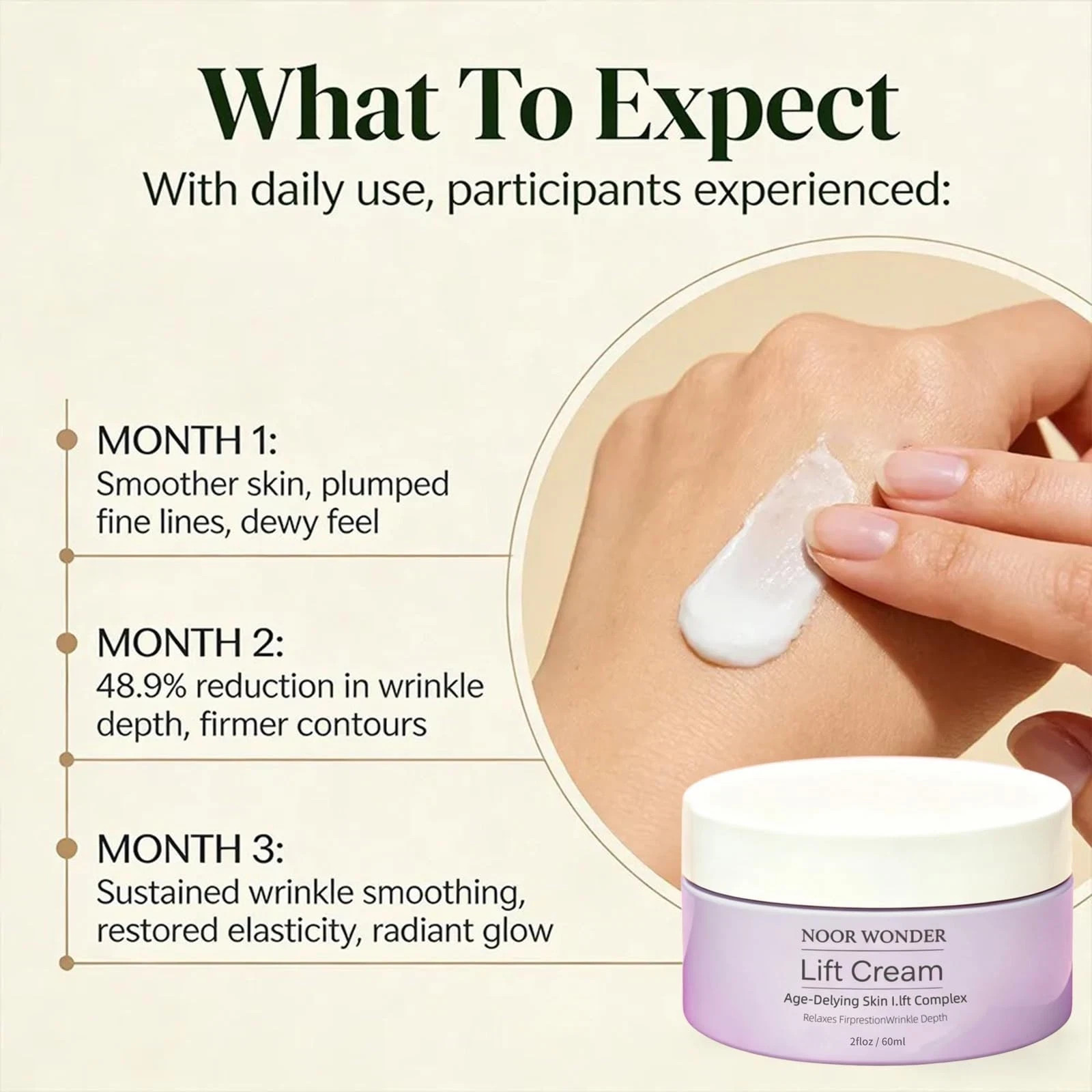 Noor Wonder Lift Cream Anti-Wrinkle Firming Anti-Aging Skin Care 60ML