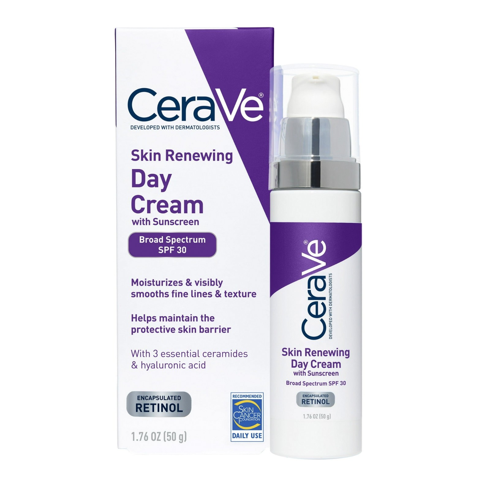 (2 Pack) CeraVe Skin Renewing Day Cream SPF 30 Moisturizer 1.76 oz FREESHIP