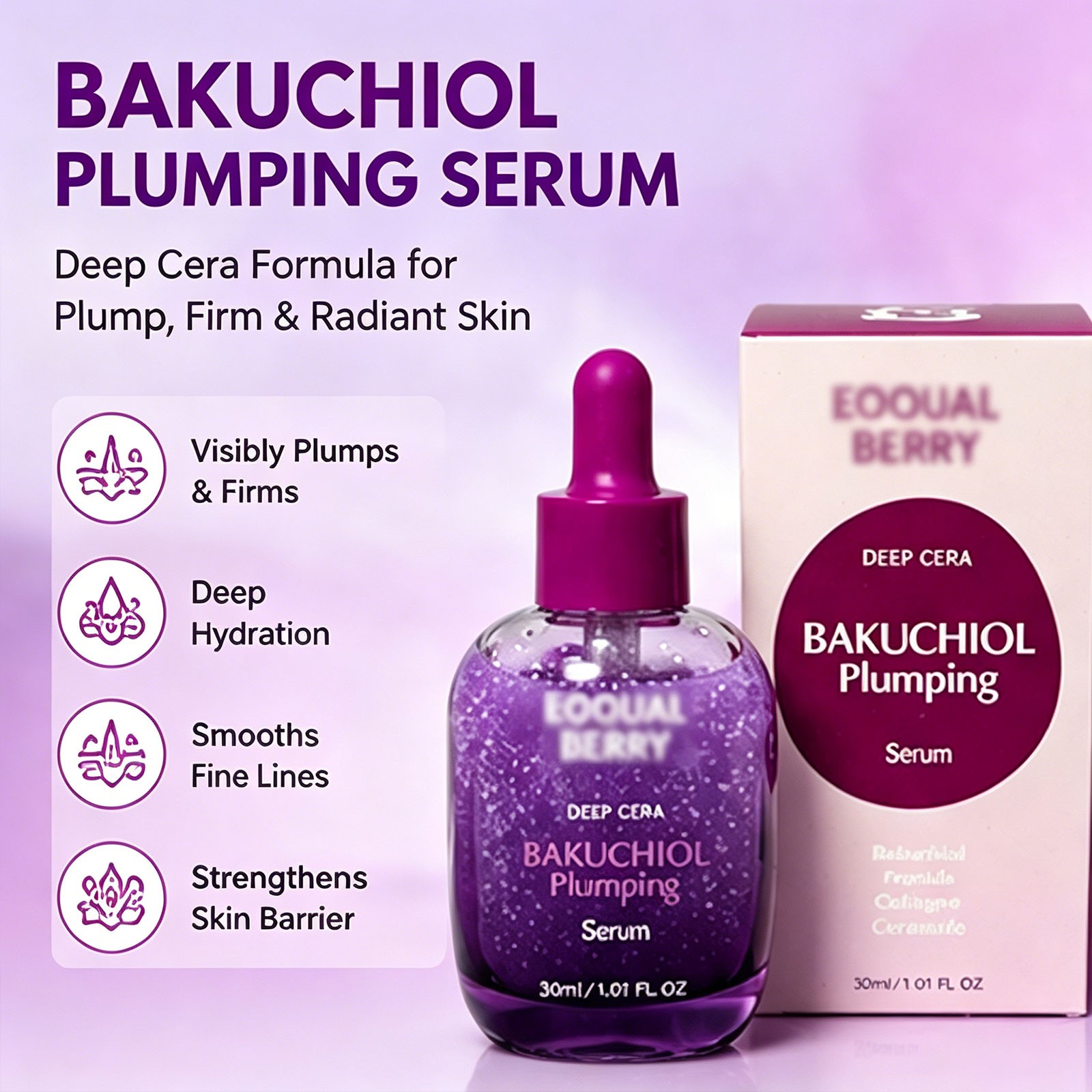 EQQUALBERRY Vitamin Illuminating Serum Bakuchiol Plumping Face Serum 30ml1
