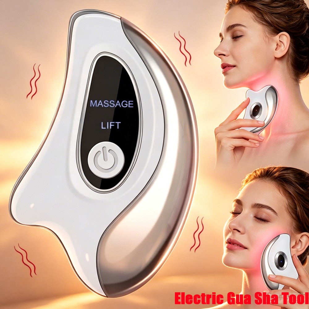Red Light Electric Gua Sha Device with Heat Vibration Face Neck Lifting Massager