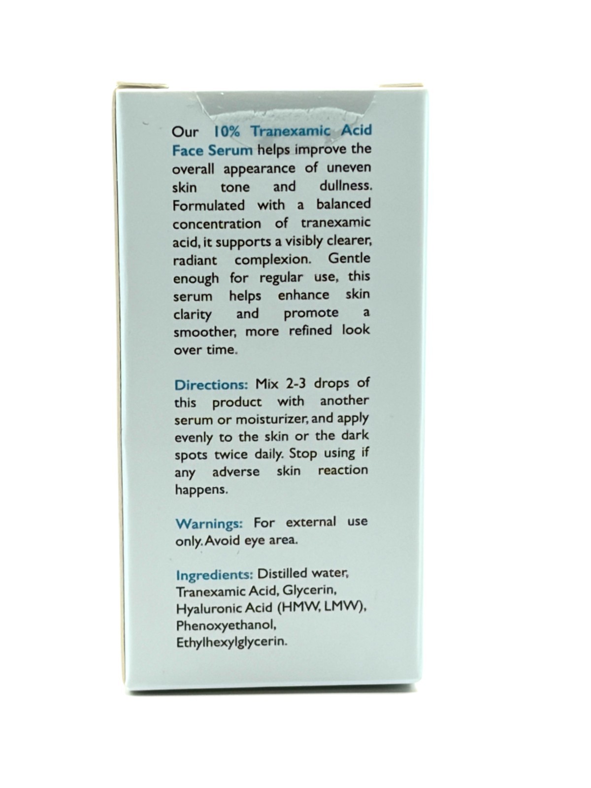 SEALED OMIC+ SKINCARE 10% Tranexamic Acid Face Serum 0.33 fl oz/10ml DARK SPOTS