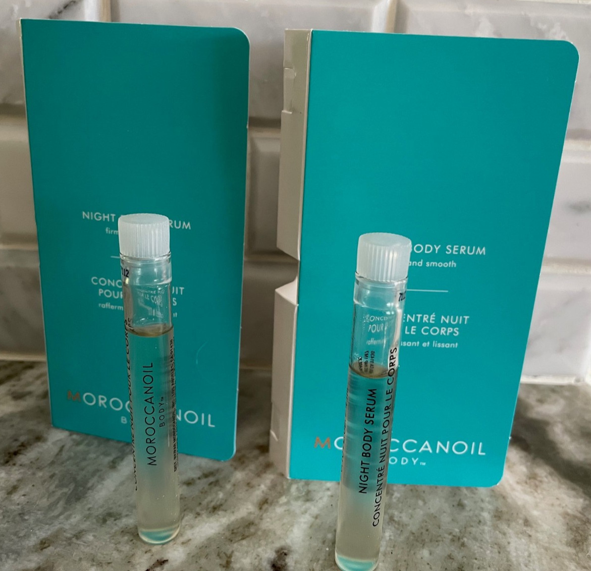 Lot of 2 Moroccan Oil Night Body Serum Deluxe Sample Vial .13oz, 4ml New in Card