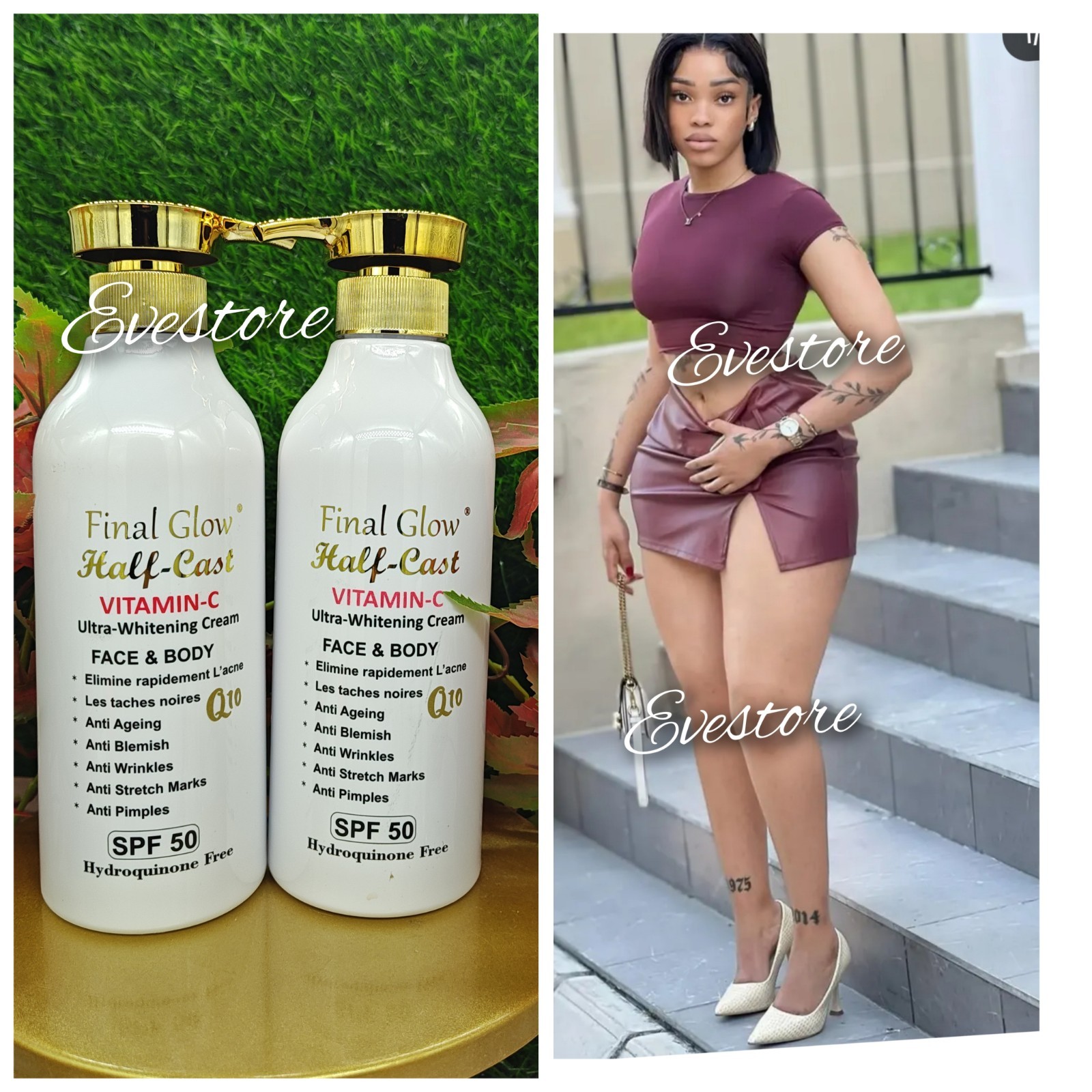 2X Final Glow Half-C Vitamin C Whitening Body lotion 500ml Spf50 💯 AUTHENTIC👌