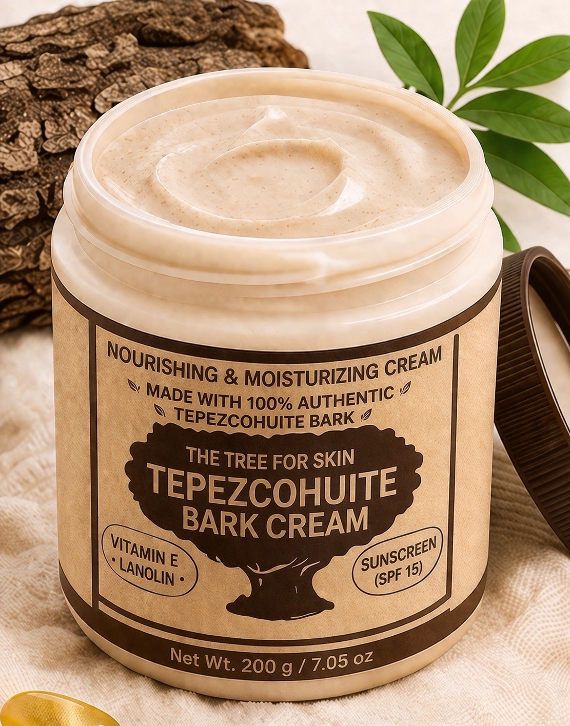 Tepezcohuite Skin Moisturizer 200g Dark Spots Sun Repair SPF 15 Vitamin E