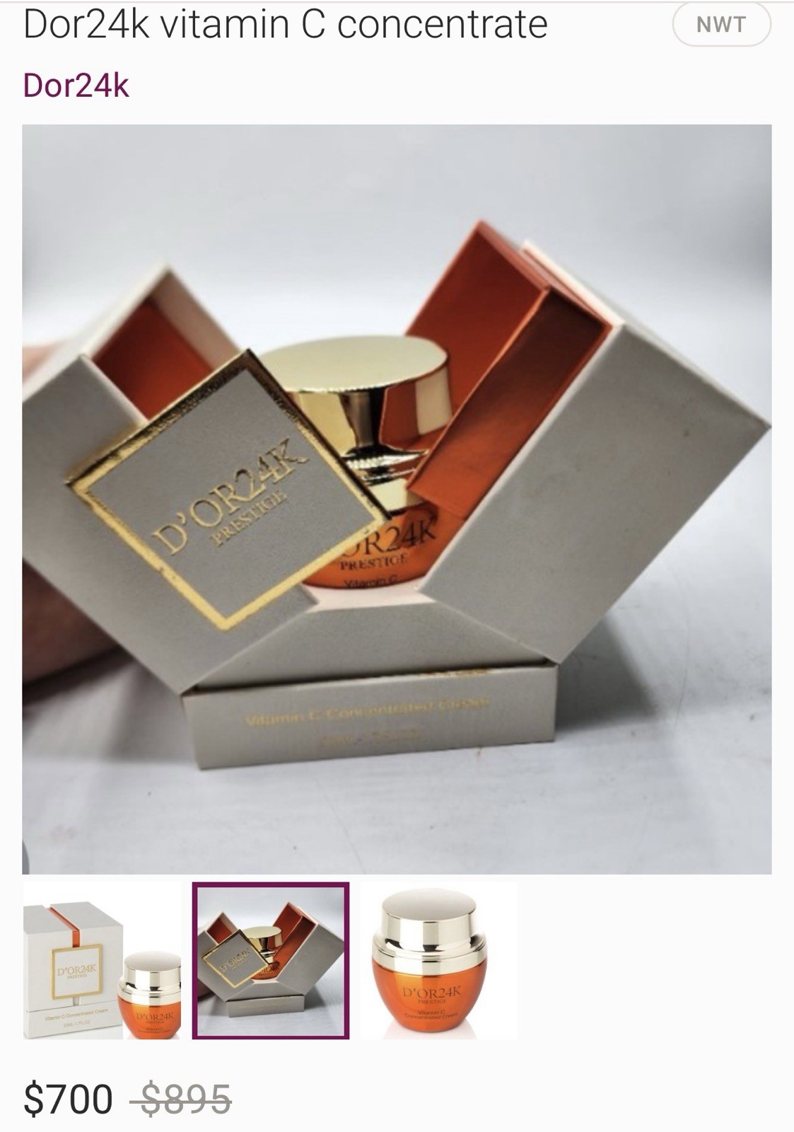 $895. D’OR24K PRESTIGE Vitamin C Concentrated Cream 50ML-1.7FL.OZ Brand New! FS