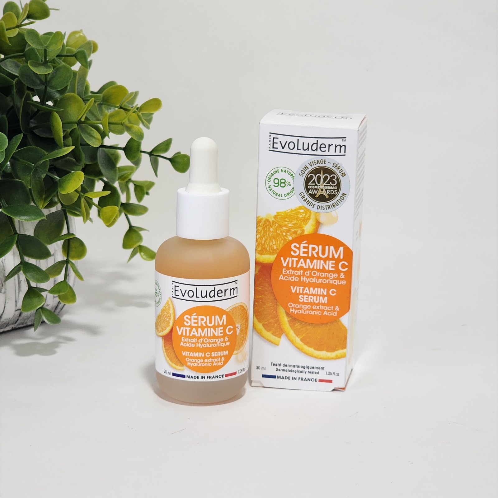 Evoluderm Vitamin C Serum with Orange Extract & Hyaluronic Acid Vegan 1.05 fl oz