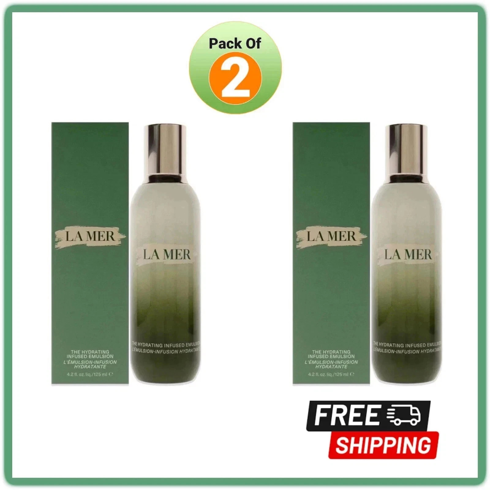 (2X) LA MER The Hydrating Infused Emulsion – 4.2fl. oz / 125ml -New Brand Sealed