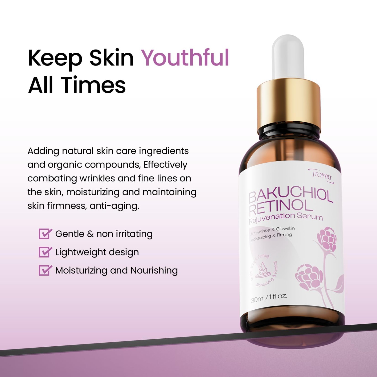 Bakuchiol Serum Retinol Alternative w/ Vitamin B5 & 2% Hyaluronic – Dark Spots