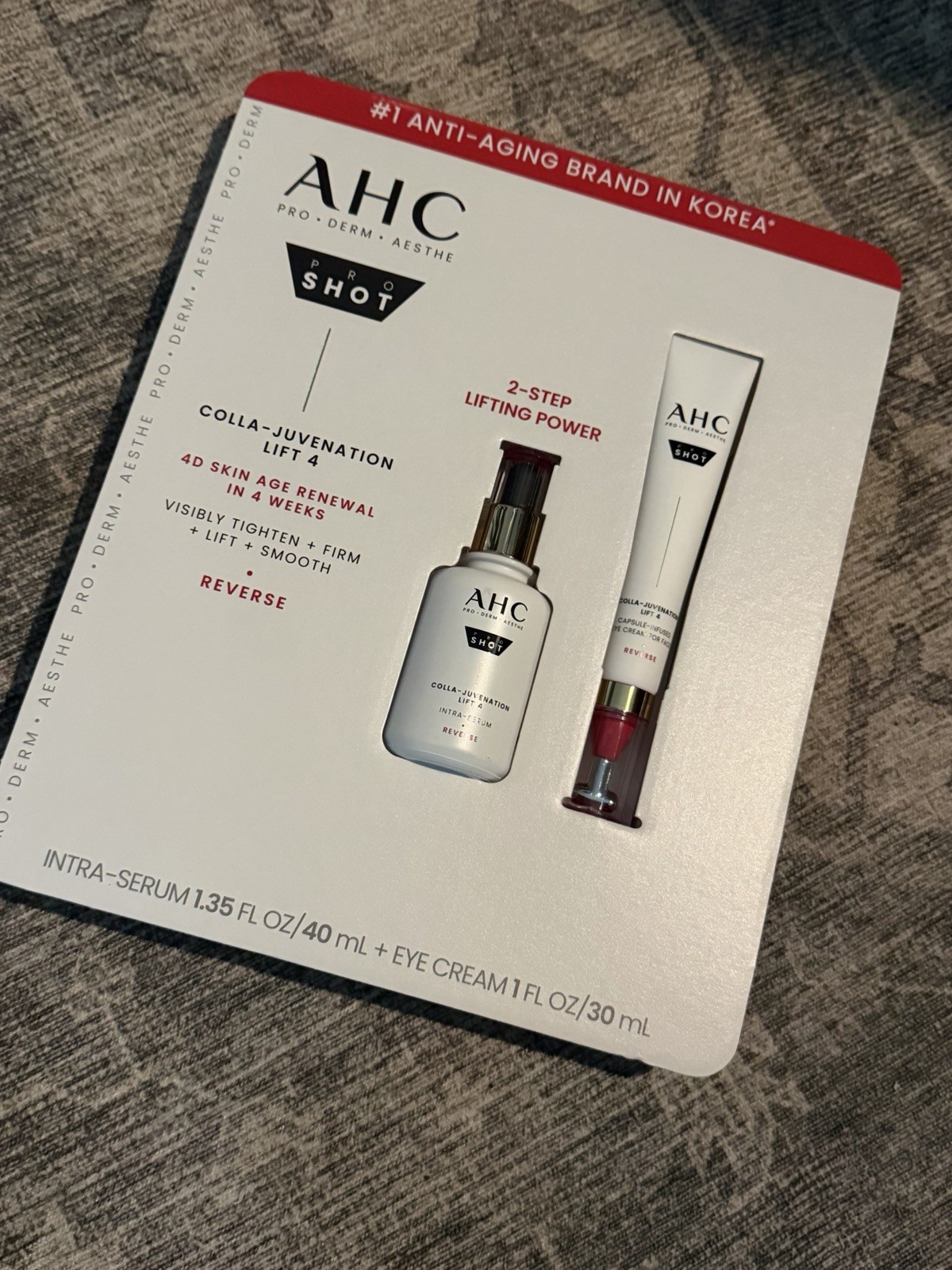 AHC Pro Shot Colla-Rejuvenation Lift 4 Duo Serum 40ml + Eye Cream 30ml LOT OF 2