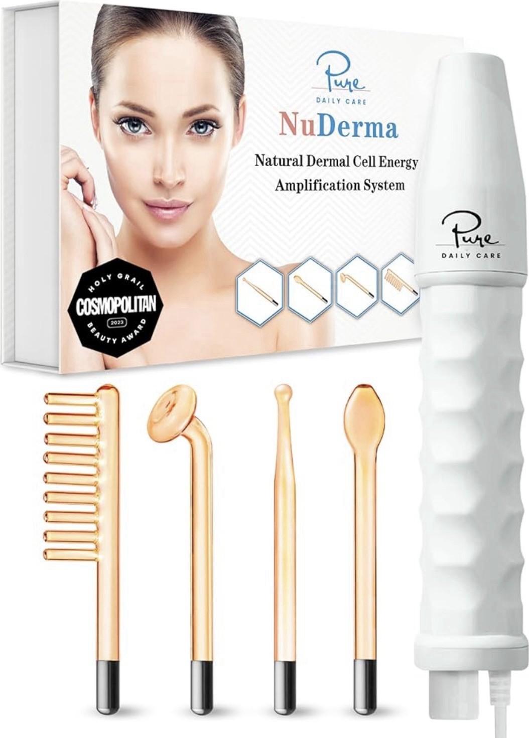 Pure Daily Care NuDerma Handheld Skin Therapy Wand Machine w/Neon – Anti-Aging
