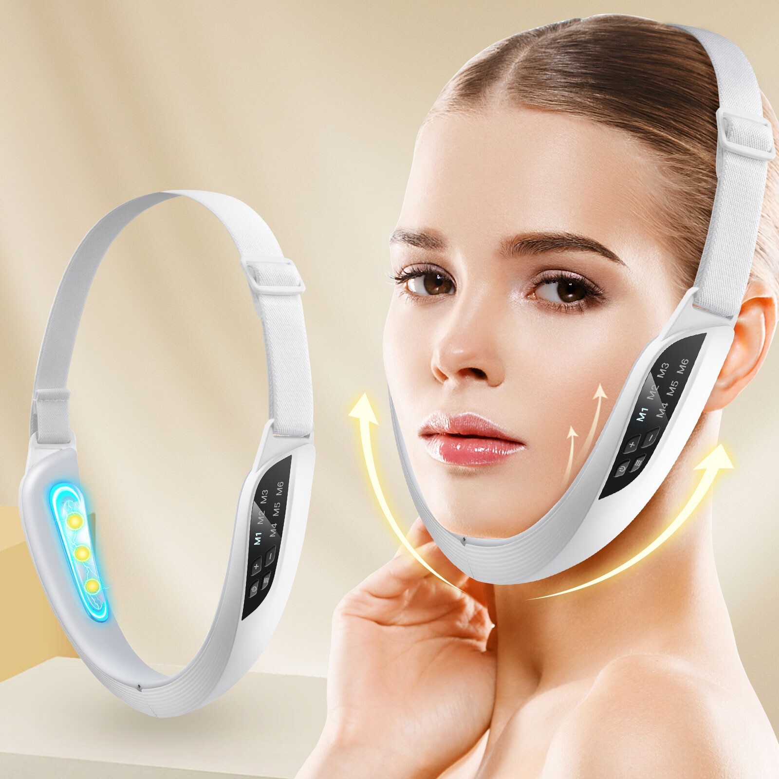 1/2PCS V-Face Massager Face-Lift Sliming Double Chin Reduce LED Photon Therapy