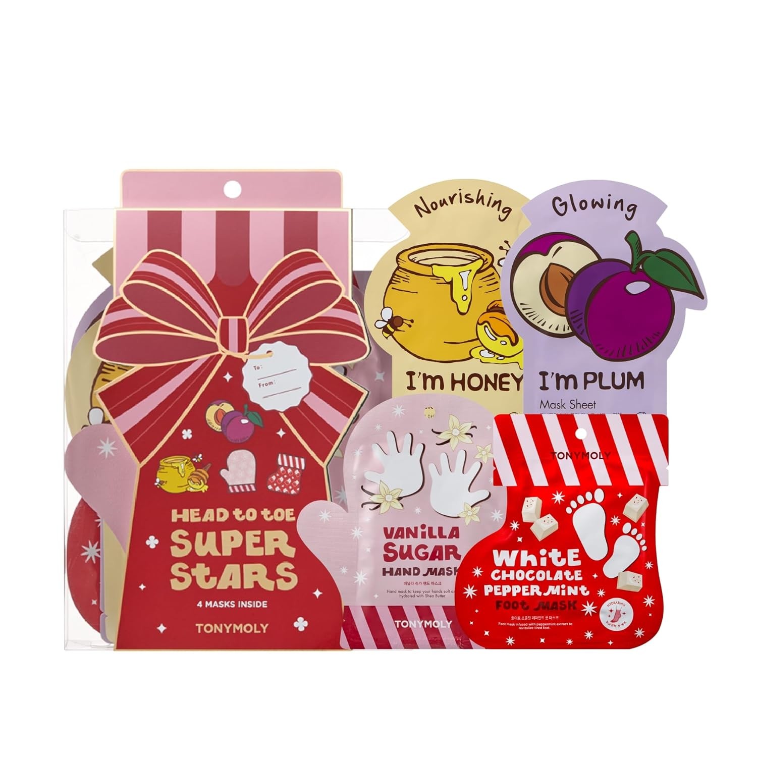 Head to Toe Mask Set 4-Piece Face Hand Foot Hydrating Skincare Gift Set