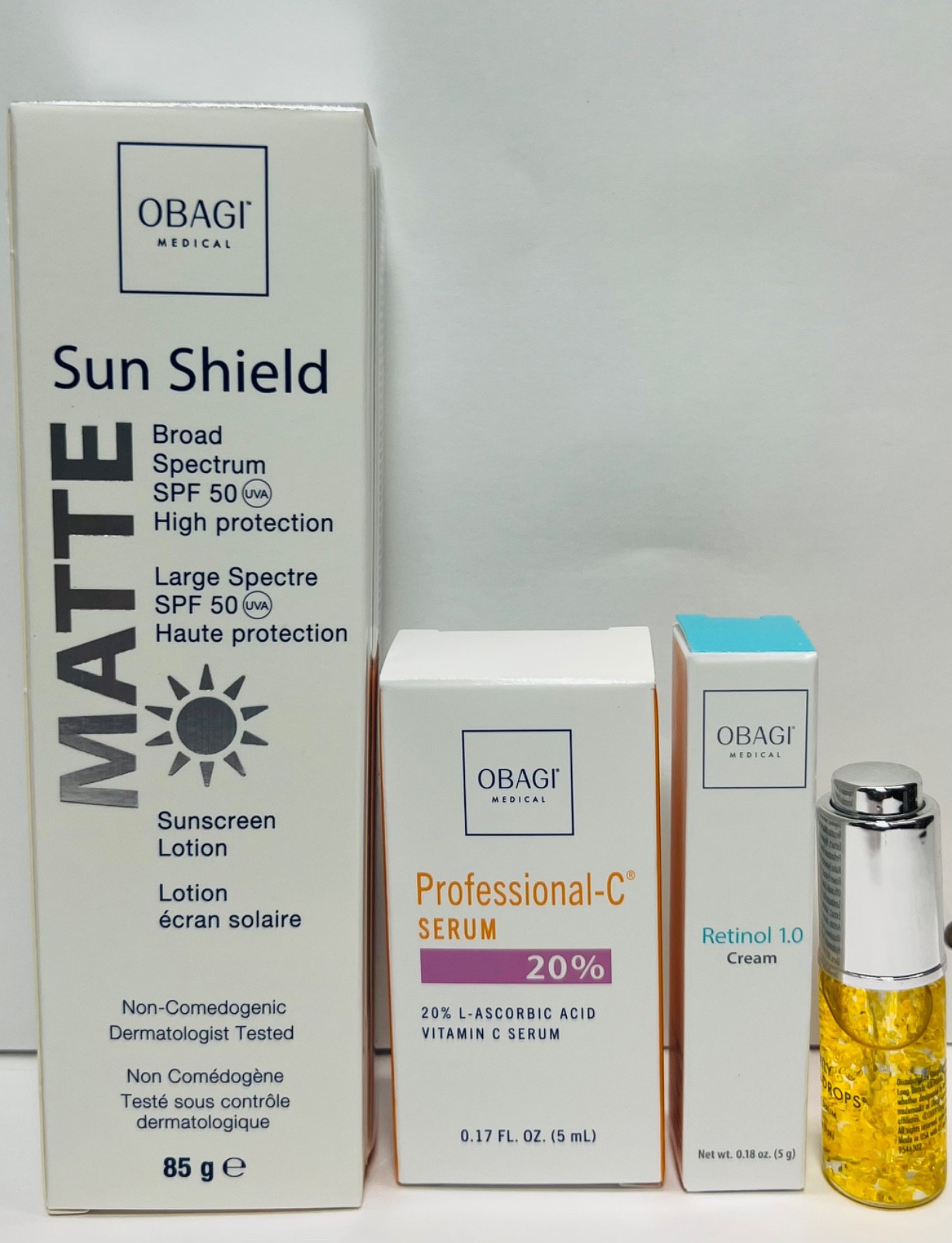 OBAGI Sunshield SPF50-C-20%-Retinol 1.0-Daily Hydro Drops 4 pcs Brand New