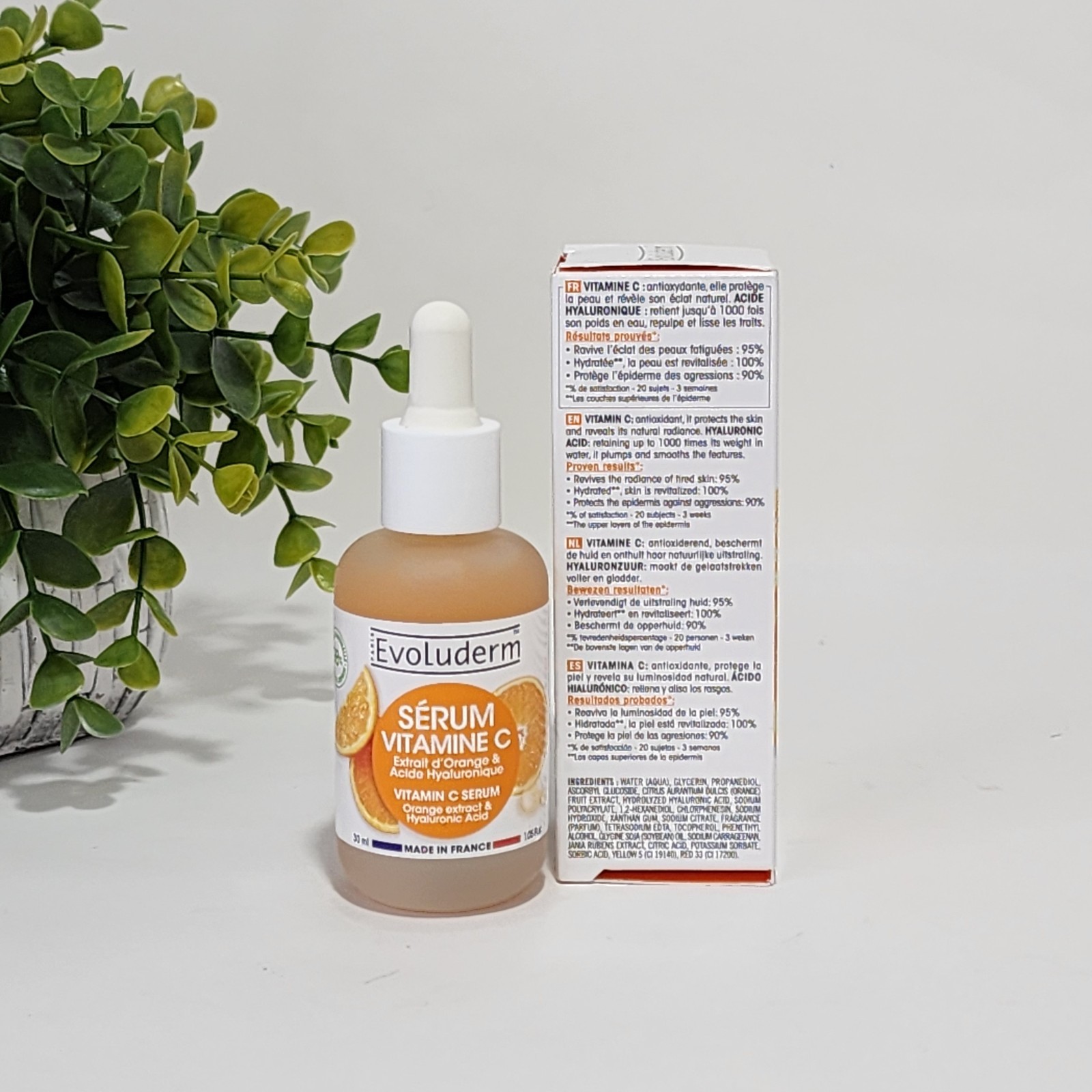 Evoluderm Vitamin C Serum with Orange Extract & Hyaluronic Acid Vegan 1.05 fl oz