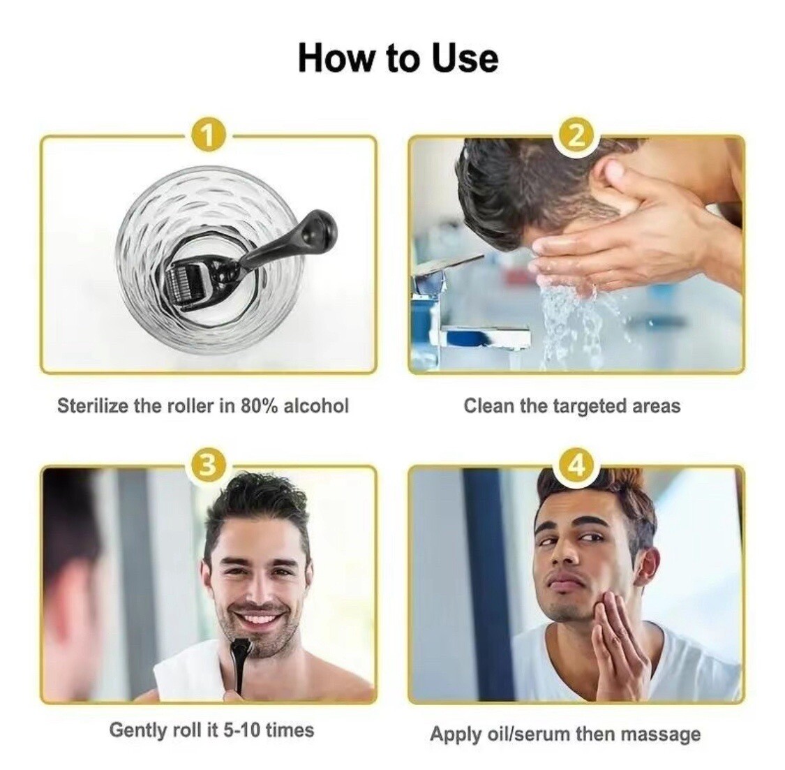 Hair Skin Beard Mustache Activator Beard & Hair Growth Derma Roller Micro Needle