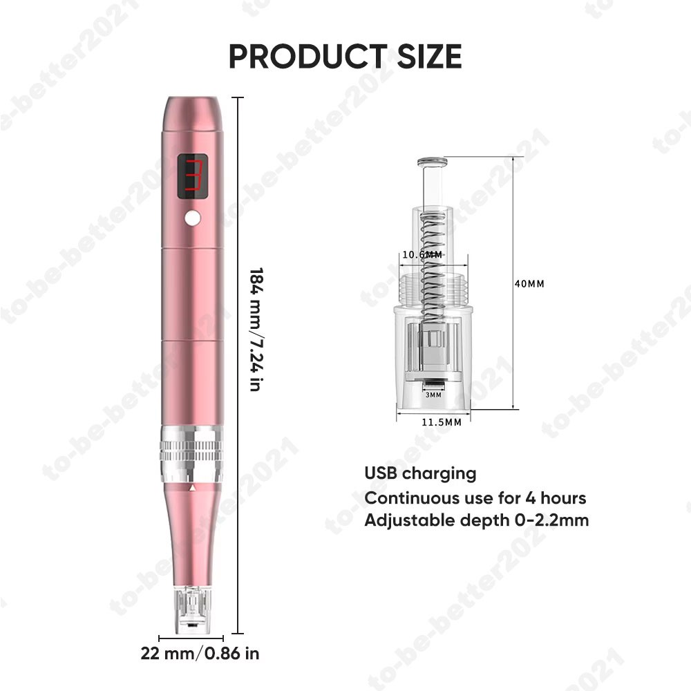 Professional Electric Wireless Microneedling Nano Pen with 10pcs Cartridges Kit