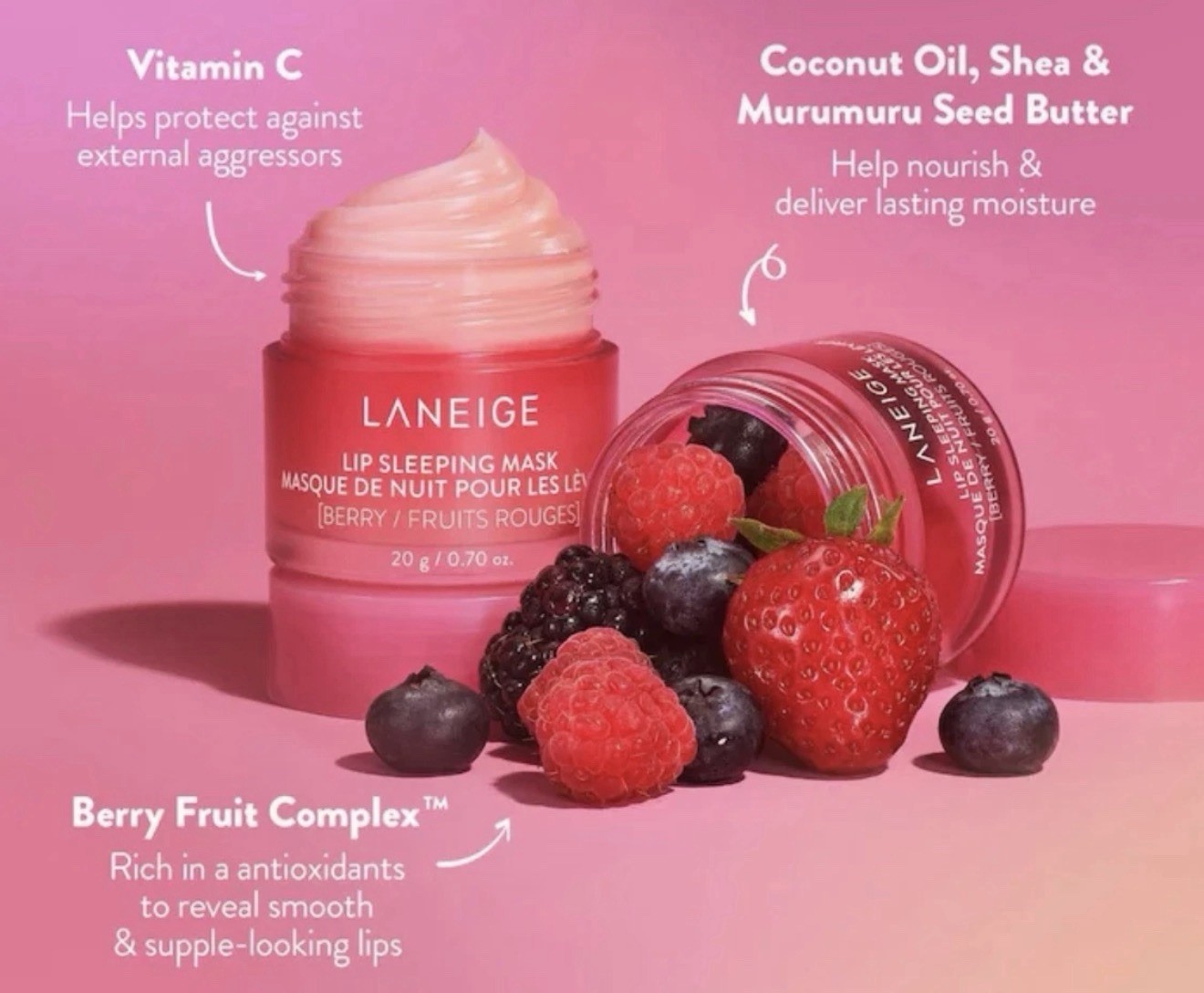 Laneige Lip Sleeping Mask Berry EX 20g Moisturizing Lip Balm Korean Skincare