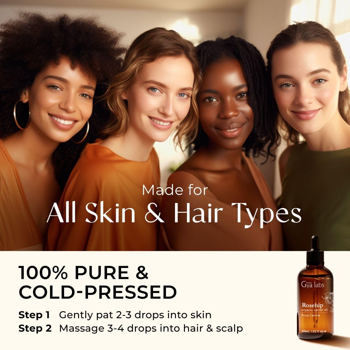 Organic Rosehip Oil for Face – 100% Pure Natural Vegan Rosehip Seed Carrier Oil