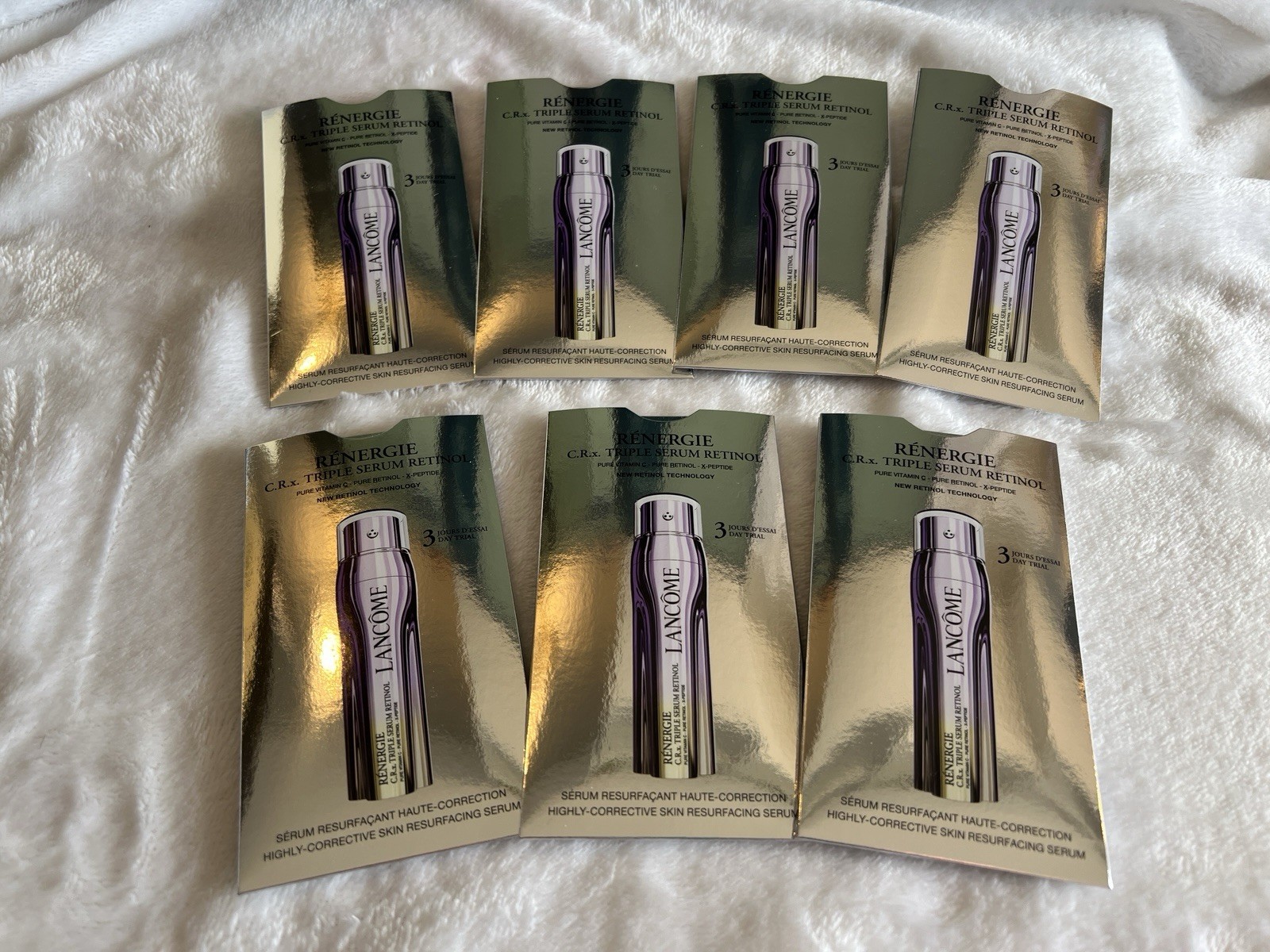 Lot of 7 Lancome Renergie H.C.F Triple Serum Sample 3 ml / 0.1 FL oz Travel Size