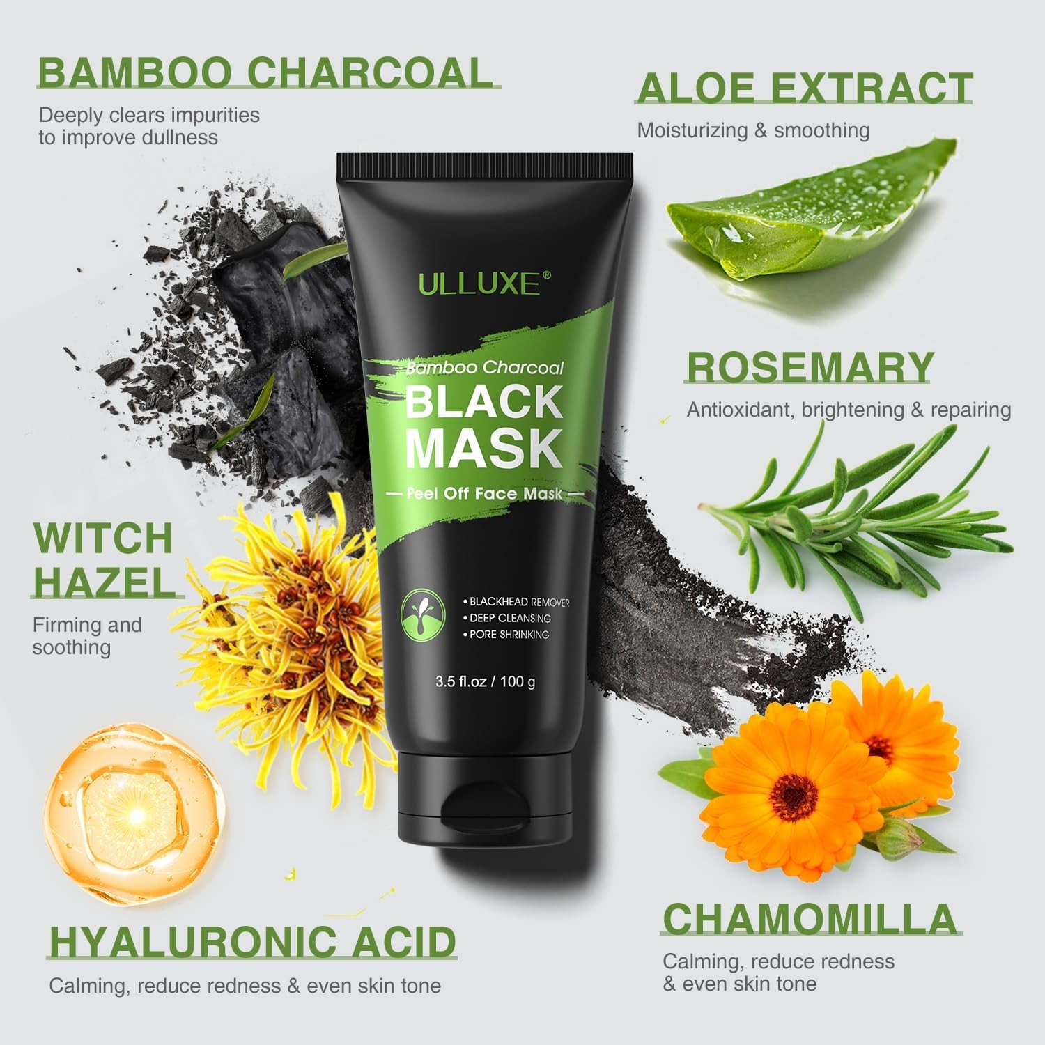 ulluxe Blackhead Remover Mask Kit, Charcoal Peel Off Mask for Face Nose Blackhea