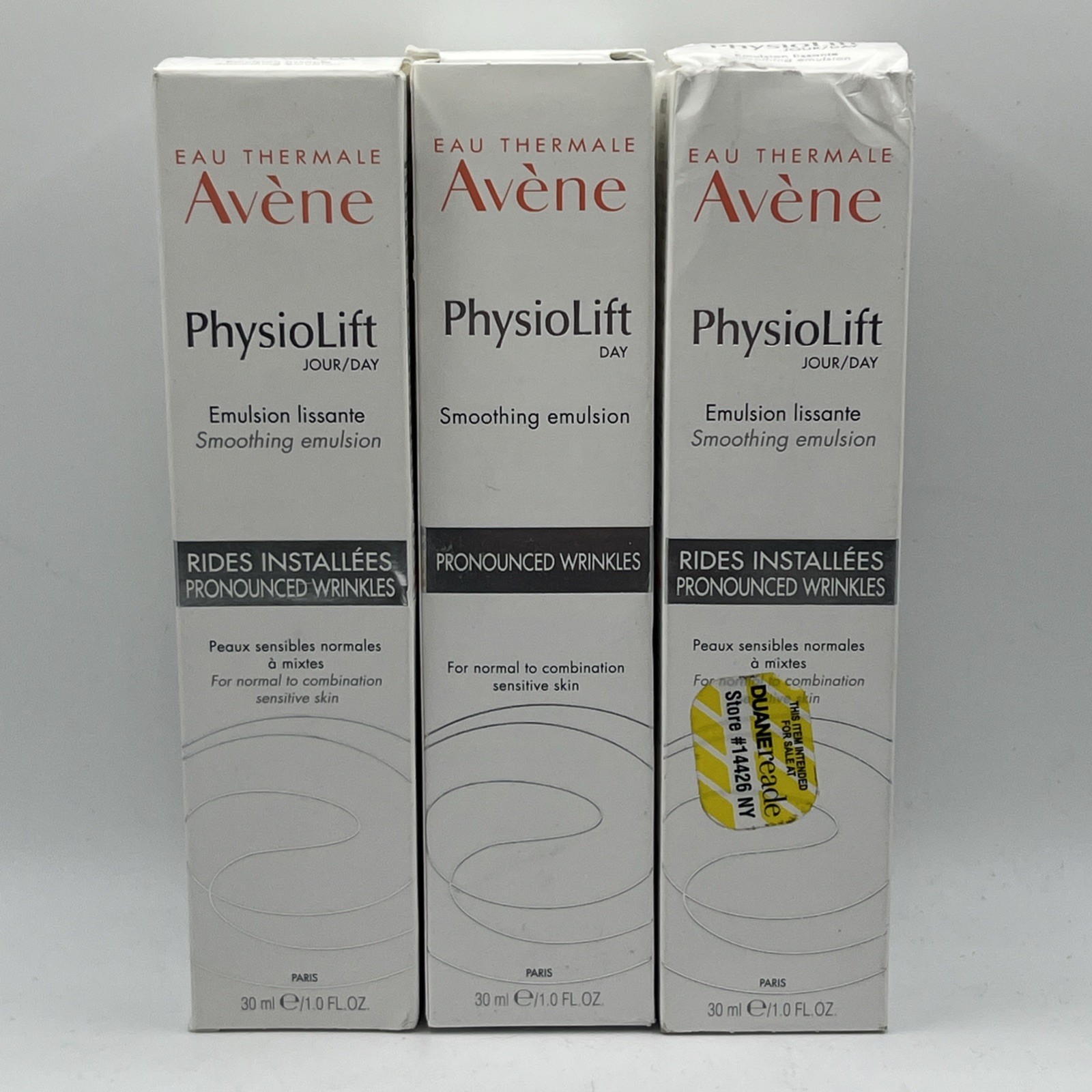 3 PACK Avene PhysioLift Day Smoothing Emulsion For Wrinkles 1oz Exp 7/23