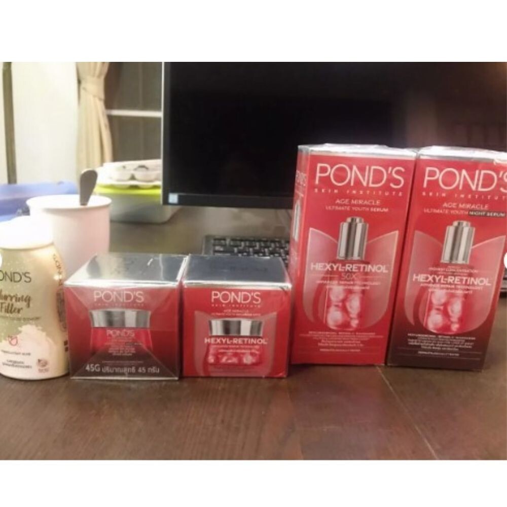 Pond’s Age Miracle Ultimate Cream Serum Set Day Night Hexyl-Retinol.