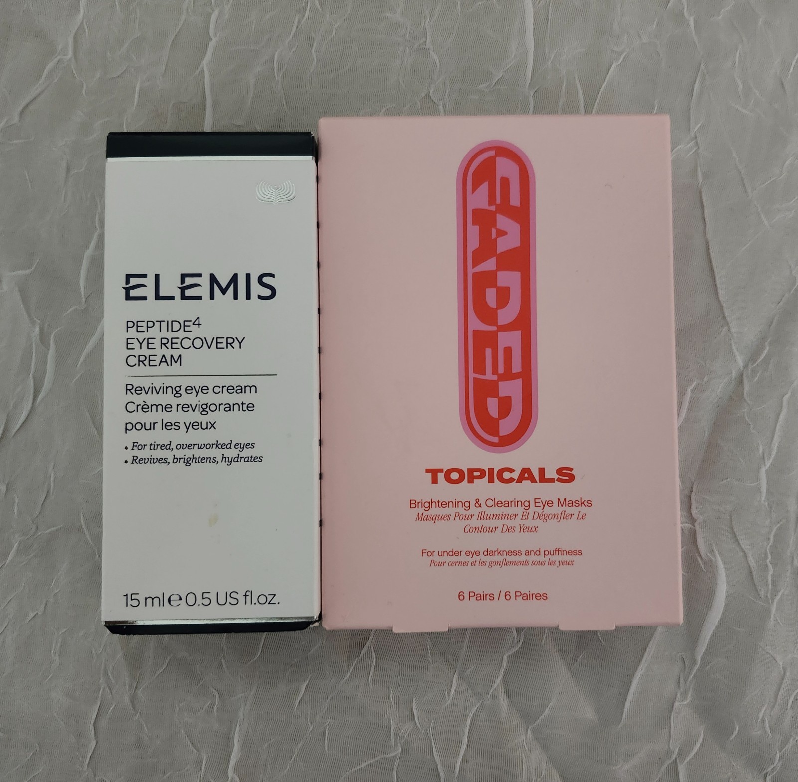 Elemis Peptide4 Eye Recovery Cream 0.5oz + Faded Eye Masks (Set Of 2) New