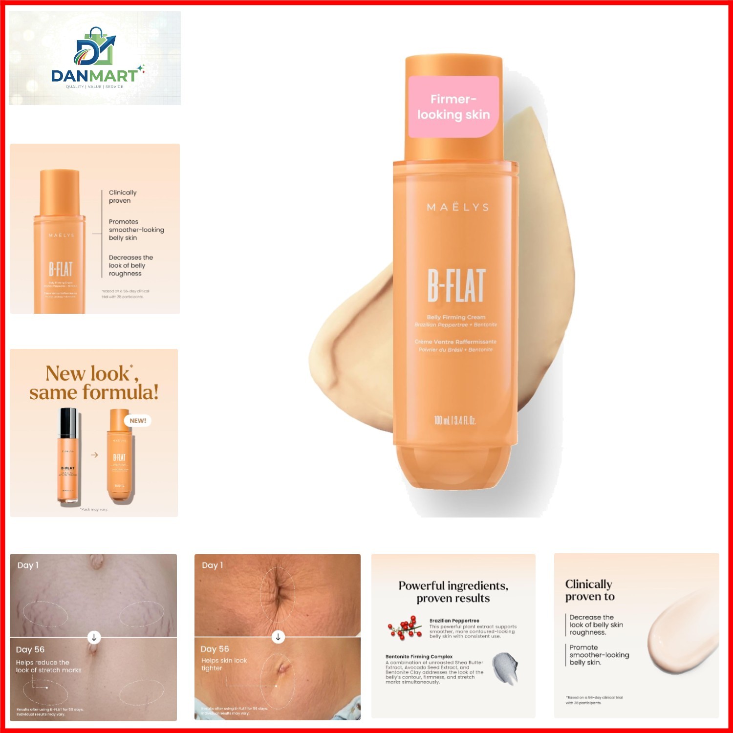 B-FLAT Belly Firming Cream for Women, 3.4 Fl Oz