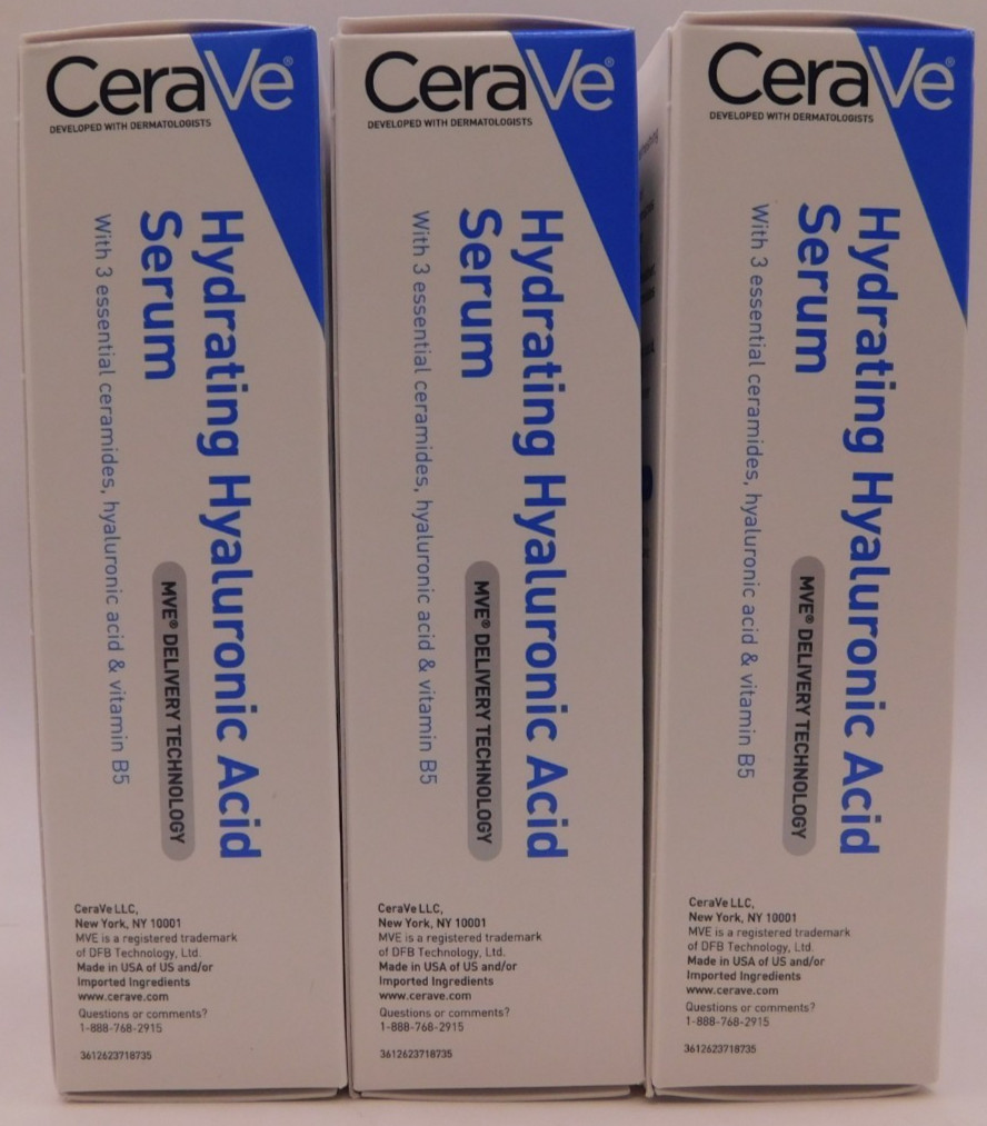 3PK CeraVe Hydrating Hyaluronic Acid Serum 1Fl Oz EACH New & Unused