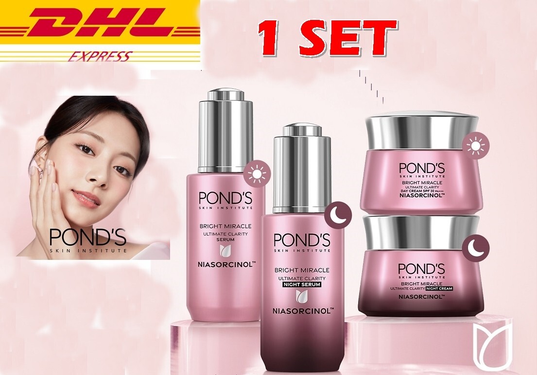 Set POND’S Bright Miracle Serum & Clear Facial Cream, Day SPF30 Night Brighten