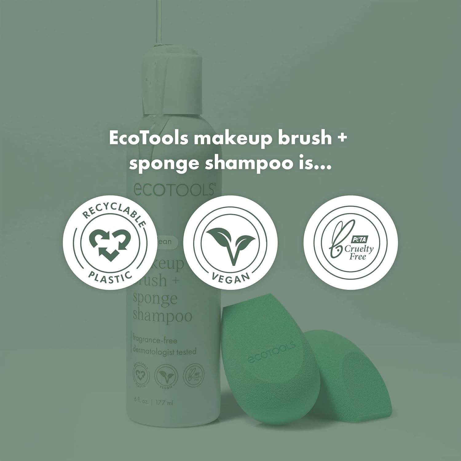 EcoTools Cleanser Shampoo for Makeup Brush/Sponge, Vegan & Cruelty-Free – 6 fl.o