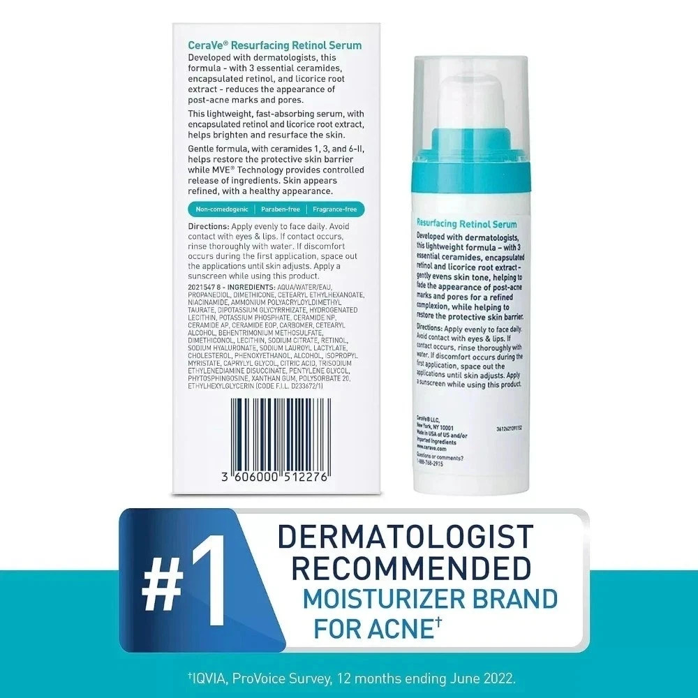CeraVe Resurfacing Retinol Serum 1 OZ – for Post-Acne Marks and Skin Texture