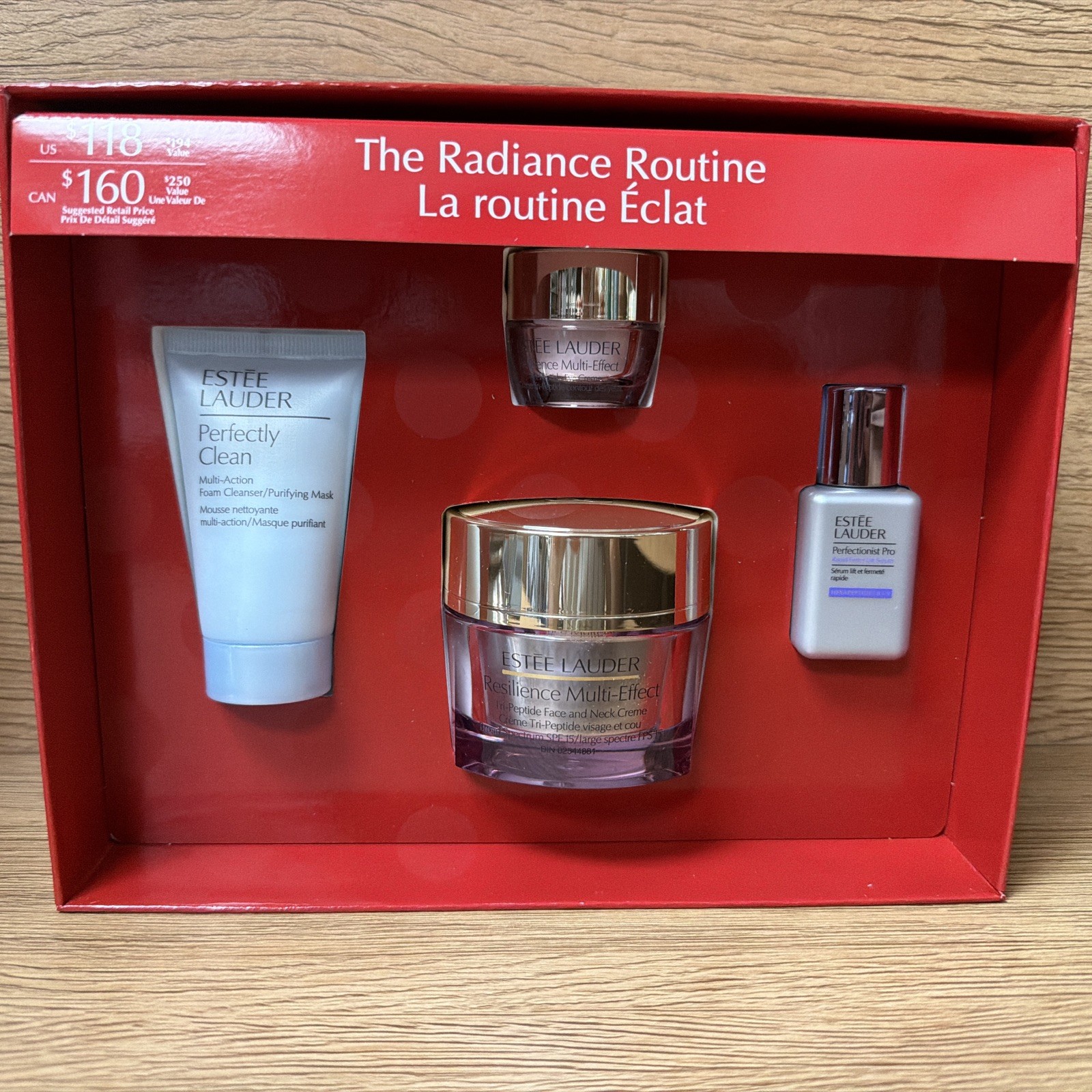 Estee Lauder Radiance Routin 4pcs Set Resilience Creme 1.7 oz Eye Cleanser Serum